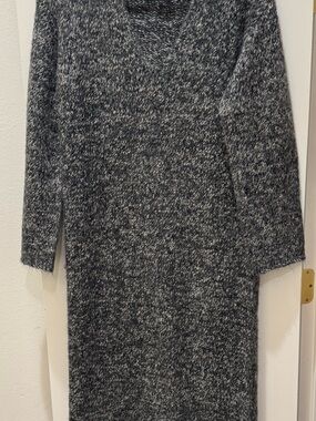 Zara Charcoal Marled V-Neck Long Sleeve Knit Dress